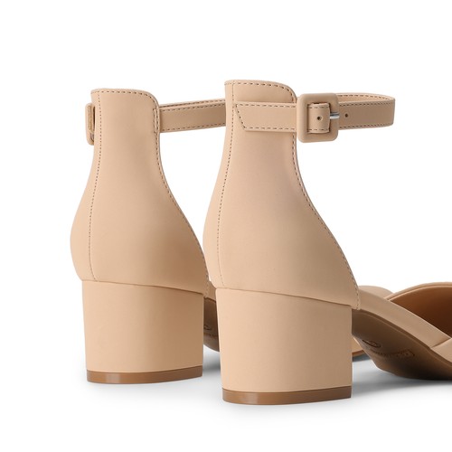 Women Ankle Strap Pumps Low Block Heels Round Toe Wedding Office Party Pumps - Picture 26 of 32