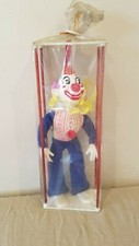 VINTAGE 11 INCH CLOWN WITH PLASTIC HEAD, FEET AND HANDS NEW IN ORIGINAL BOX