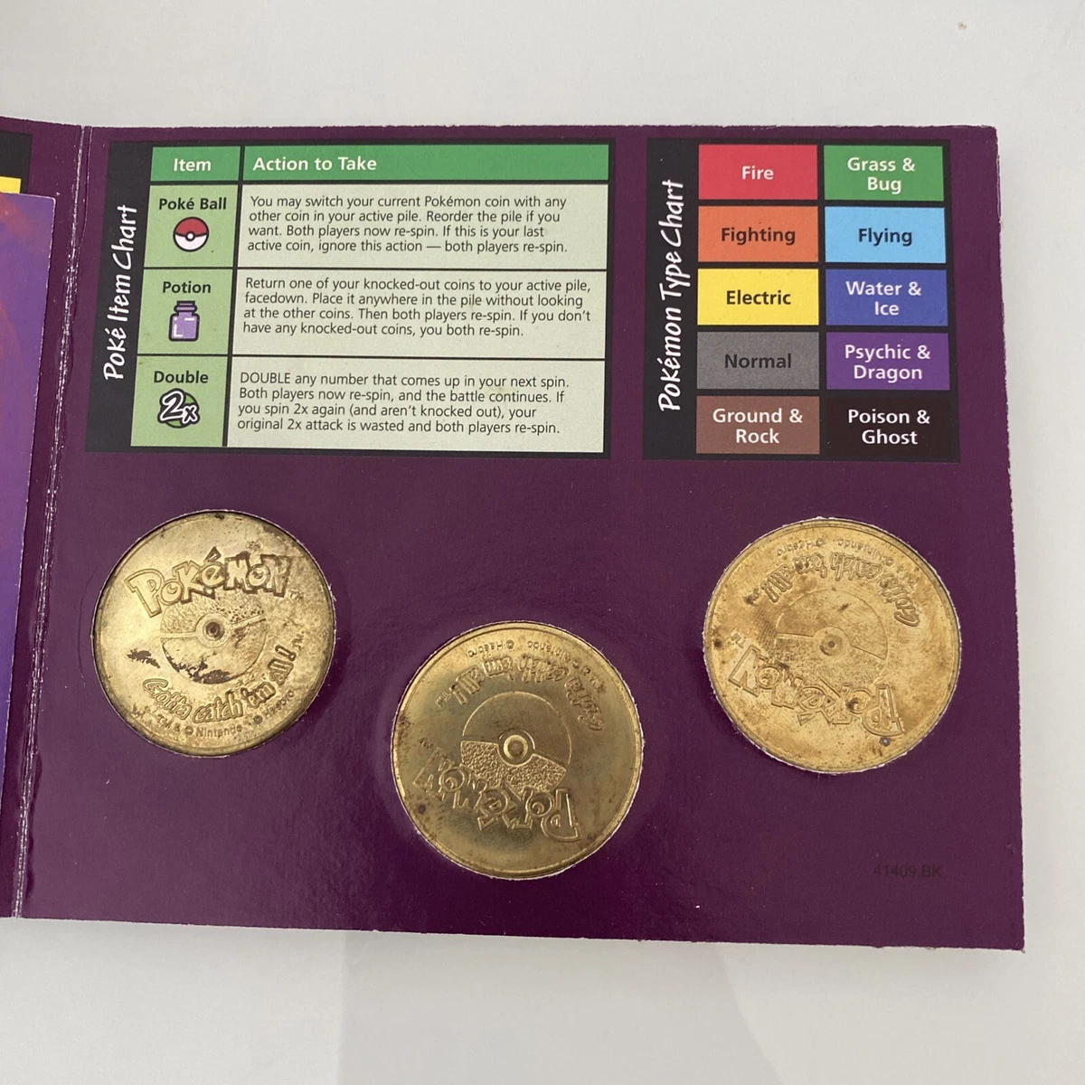 Hasbro Pokemon Battling Coin Game 3 Unique Coins 1999 for sale