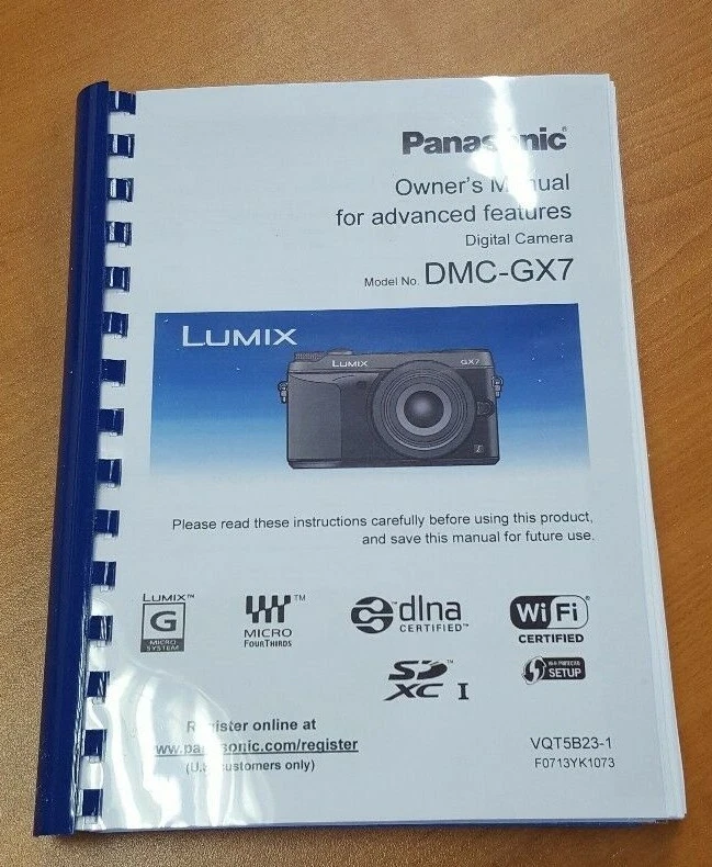 PANASONIC LUMIX DMC GX7 MANUALE DI ISTRUZIONI GUIDA UTENTE STAMPATO 380 PAGINE (A5)