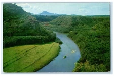 c1950's Bird's Eye View Of Wailua River Kauai T H Honolulu Hawaii HI Postcard