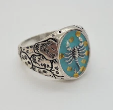 Fashion Ring Signet Stainless Steel 8mm Scorpion Blue Men/Women Size 6-13 #71