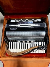 Black Harmonium Piano Accordion  - 41 Keys, 7 Registers - 120 Bass Buttons, Case
