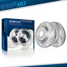 Pair Front Drilled Disc Brake Rotors for Audi A3 Quattro Q3 S3 Volkswagen Arteon