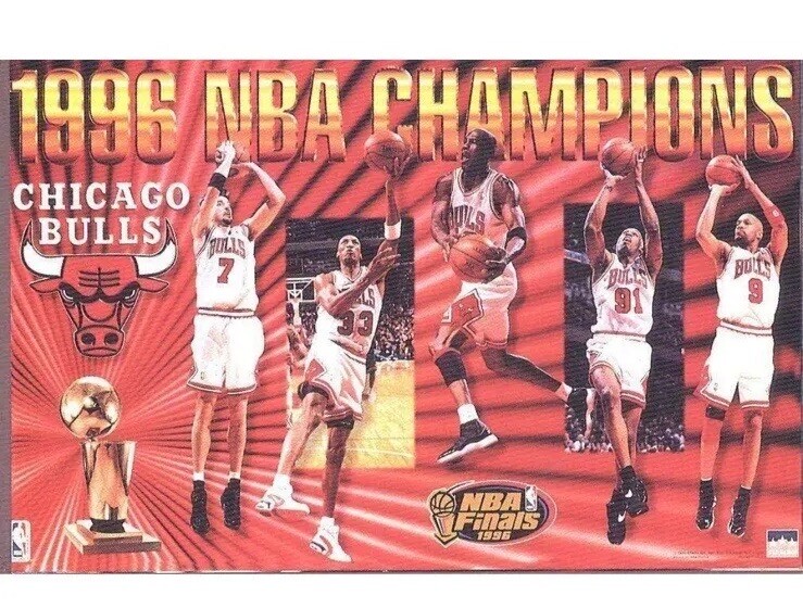 Sealed 1996 STARLINE NBA CHAMPIONS CHICAGO BULLS Poster JORDAN