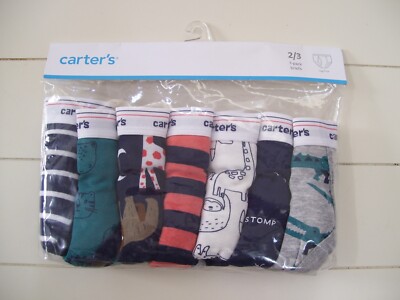 Carter's 7 Pc Tag Free Safari Monkey Bear Dinosaur Stripe Briefs Underwear 2-3