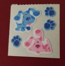Vintage Sandylion fuzzy flocked stickers Blue s Clues Blue Magenta 1998 Viacom
