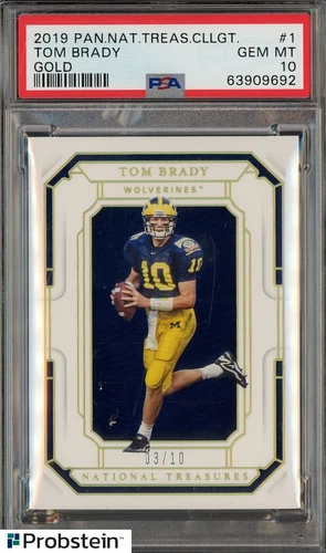 2017 National Treasures Gold #1 Tom Brady Wolverines 3/10 PSA 10 POP 1