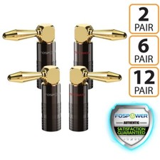 FosPower Dual Screw Gold Plated Speaker Cable Connector Right Angle Banana Plug