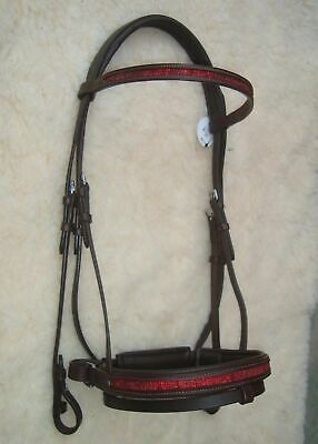 8mm Padded Wave Crystal Browband Adams-Tack English Leather Horse Bridle