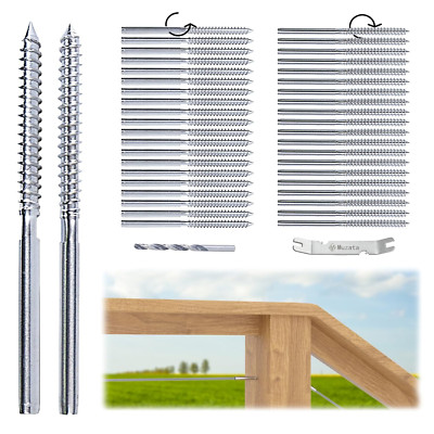 Muzata 40Pack 1/8'' Swage Lag Screws Left & Right Cable Railing Hardware Kit Hand