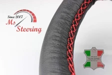 FOR CHEVROLET MONTE CARLO 80-85 BLACK LEATHER STEERING WHEEL COVER RED STITCH