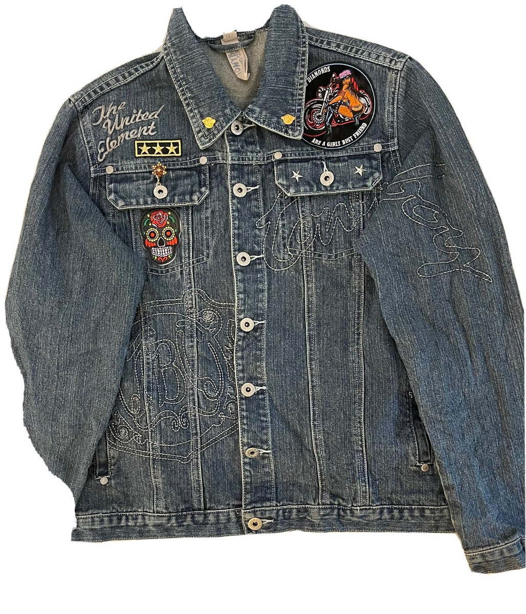 Tony Boy Vintage Denim Jeans TRUCKER JACKET Embellishments VG Ladies Sz 14  Thai