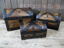 SCHatzKiste Holztruhe Holzlade SchatzTruhe Holzlade Piratentruhe Metall  Nr 6-3