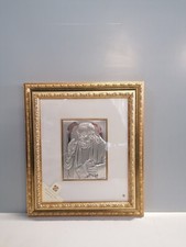 Quadro Padre Pio, Quadro Sacro in Argento, 40 x 32. Ag 925