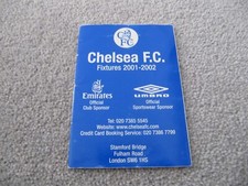Chelsea football fixture card 2001/2002. Excellent condition.