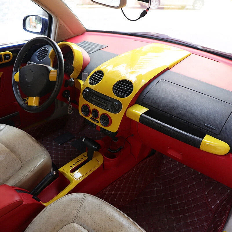 Panel de control de interruptor de CA de consola amarilla 1 pieza para Volkswagen Beetle 2001-2005 Foto 3 de 4