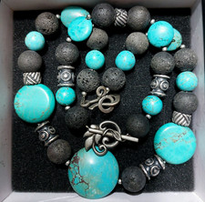 NEW Necklace and bracelet turquoise lava set