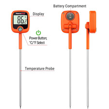 TP509 Candy Thermometer with Pot Clip, Instant Read Meat  Cooking Oil Temper...