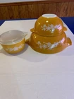 VTG Pyrex Butterfly Gold Large 4Quart #444 ,442,473 Casserole W/ Lid Cinderella