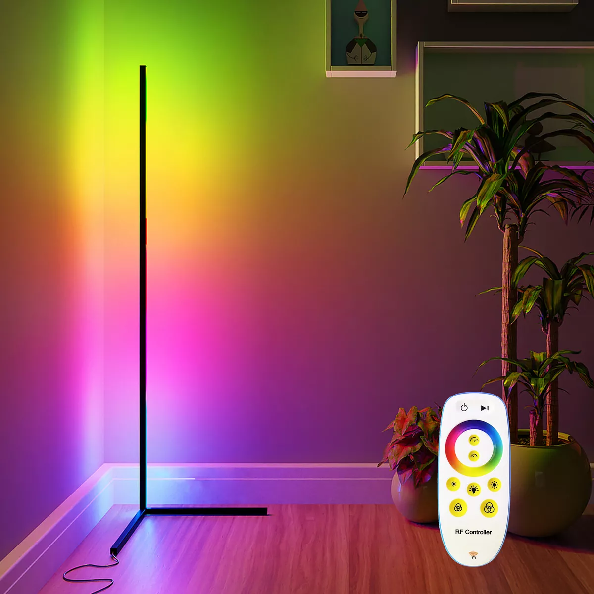 LED Floor Lamp Corner Lamp RGBCW Color Changing Game Standing Lamp w/ remote