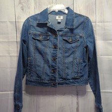 Old Navy Denim Jean Jacket Girls Size 14 XL EUC Cotton Spandex Medium Wash R11