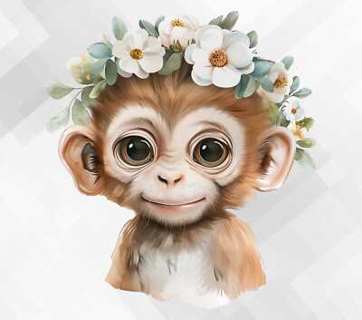 Blumen Affe Kinderzimmer Wand Vinyl Aufkleber Abziehbild TB393