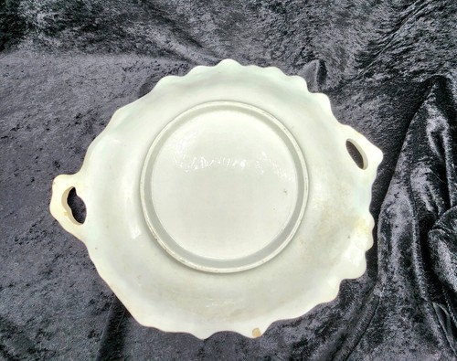 Vintage China Oval Serving Platter Transferware Cherries Handled Lusterware 14" - Picture 6 of 10