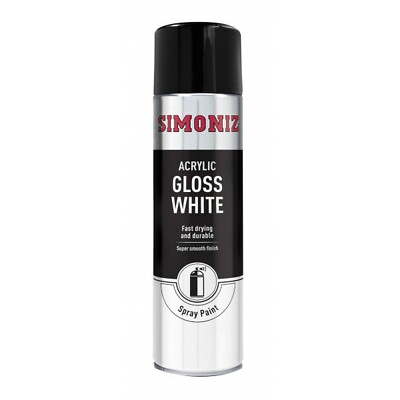 Simoniz Acrylic Car Spray Paint Gloss White - 500ml Aerosol - SIMP18D