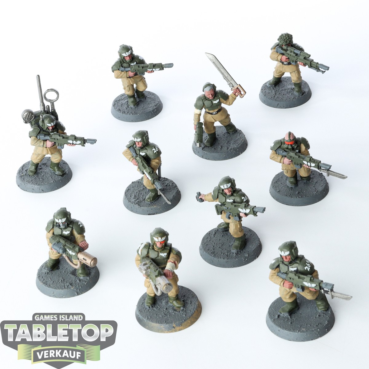 Warhammer 40,000 Cadian Shock Troops 10体 Astra Militarum - 10 Cadian Shock Troops klassisch - bemalt