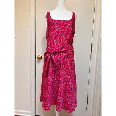 Lauren Ralph Lauren Black Label Sleeveless Pink Geo Belted Crepe MidiDress S 14P
