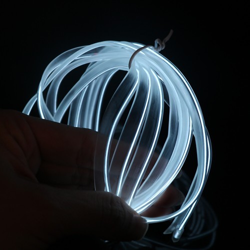 2M Car Interior LED Neon Lights Decor Atmosphere EL Wire String Strip Lamp White - Foto 12 di 19