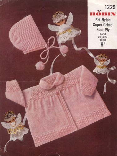 Strickanleitung Kopie 1749.   Baby Strickjacke & Mütze.   20-22" Brustumfang.   4ply