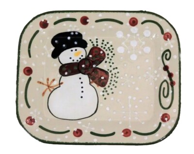 EXPRESSLY YOURS 2004 Rectangular Snowman Cookie Plate 9'' x 7-3/4'' Exc