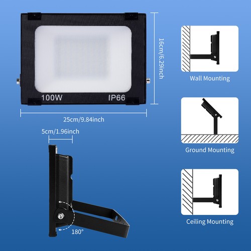 2X 100W LED Fluter Flutlicht Außen Strahler LED Gartenlampe Wasserdicht Kaltweiß - Bild 5 von 10