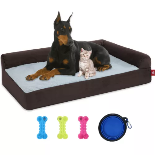 Removable Soft Dog Bed L Shaped Orthopedic Soft Memory Foam Pet Beds Couch Cover - Picture 2 of 29