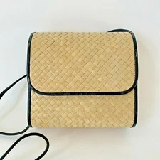 Vintage Cora Jacobs Handbag Crossbody Shoulder Purse Woven Straw