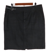 SK11319- RALPH LAUREN Women's Cotton Pencil Skirt Faux Leather Buckle Size 14