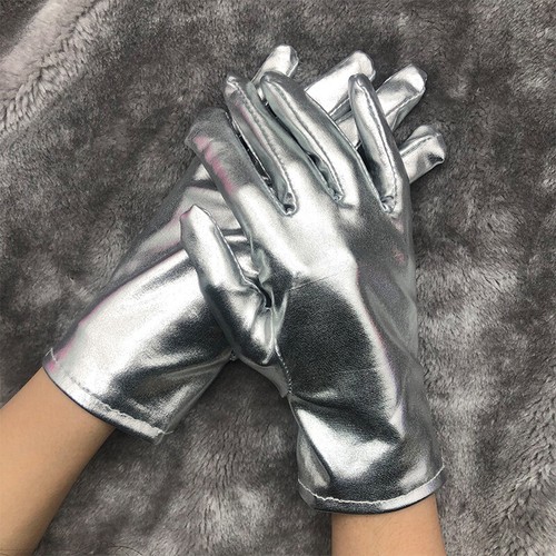Herren Damen Cosplay kurze Handschuhe sexy Lackleder Handschuhe Wetlook 1 Paar - Bild 18 von 19