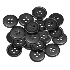 20pcs Sewing Buttons 11/16" Resin Round Flat 4-Hole Craft Buttons, Black