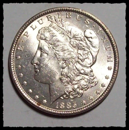 1885-P  MORGAN DOLLAR Blast White Well Struck  Nice BU+ #31D36  .900 Fine Silver