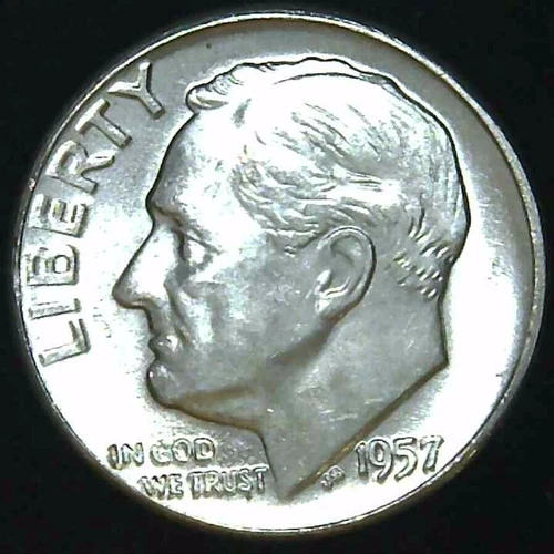 1957-P 10C Roosevelt Dime BU 90% Silver 24lrr0123-1