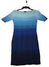 Ann Taylor Dress Womens Size Small Blue Ribbed Short Sleeve
