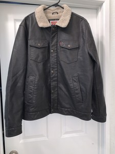 Levis Dark Brown Faux Leather Trucker 