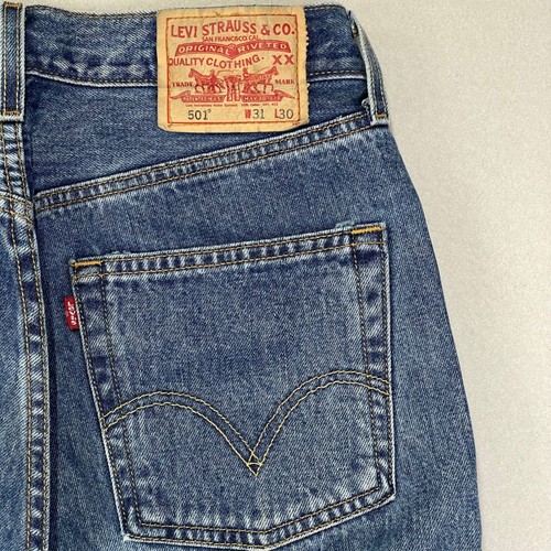 VTG Levi's Jeans 501 Mens 31x30 Blue STF Denim Straight-Leg 00s Y2K Button-Fly - Picture 12 of 17