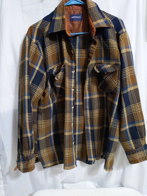 blue and tan flannel