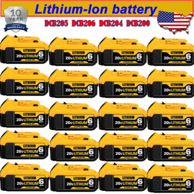 1～20 Pack Replace For DeWalt 20V 20 Volt Max 6.0AH Lithium ion Battery DCB206-2