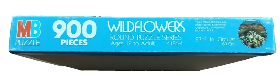 Vintage 80s Milton Bradley WILDFLOWERS Round Jigsaw Puzzle 900 Pieces Sealed NOS - Image 2 of 3