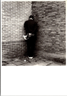 Frits de Ridder 'Self-Portrait with Roses'   1985 Concept Art Postcard B&W 
