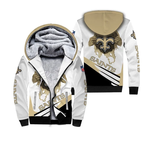 New Orleans Saints Men's Zipper Fleece Hoodie Jacket Outwear